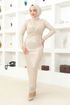 Flake Sequin Evening dress END5544 Beige - Thumbnail