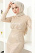 Flake Sequin Evening dress END5544 Beige - Thumbnail