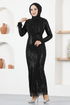 Flake Sequin Evening dress END5544 Black - Thumbnail