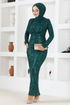 Flake Sequin Evening dress END5544 Emerald - Thumbnail