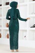 Flake Sequin Evening dress END5544 Emerald - Thumbnail