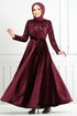 Flake Sequined Velvet Evening dress 2015EFY931-M Burgundy - Thumbnail