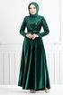 Flake Sequined Velvet Evening dress 2015EFY931-M Emerald - Thumbnail