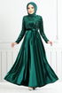 Flake Sequined Velvet Evening dress 2015EFY931-M Emerald - Thumbnail