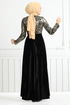 Flake Sequined Velvet Evening dress 2015EFY931-M Gold - Thumbnail