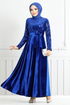 Flake Sequined Velvet Evening dress 2015EFY931-M Saks - Thumbnail