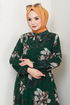 Fleur À Motifs Hijab Robe 5035ANT904-L Émeraude - Thumbnail