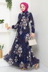 Fleur À Motifs Hijab Robe 5035ANT904-L Laci - Thumbnail