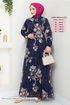 Fleur À Motifs Hijab Robe 5035ANT904-L Laci - Thumbnail