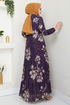 Fleur À Motifs Hijab Robe 5035ANT904-L Violet - Thumbnail