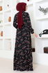 Fleur À Motifs Robe Numéro 4069 Noir - Thumbnail