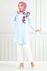 Fleur Imprimé Tunique 405ÉVO1065-M Bébé Bleu - Thumbnail