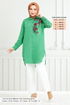 Fleur Imprimé Tunique 405ÉVO1065-M Benetton Vert - Thumbnail