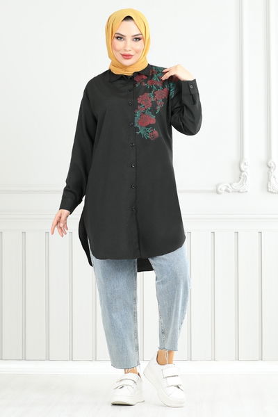 MRV E.V.O. - Fleur Imprimé Tunique 405ÉVO1065-M Noir