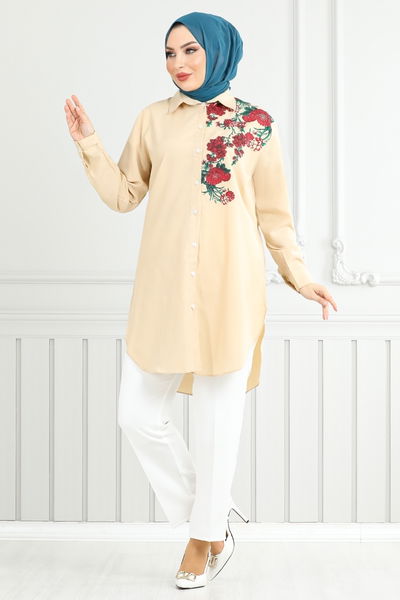 MRV E.V.O. - Fleur Imprimé Tunique 405ÉVO1065-M Taupe