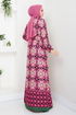 Flower Patterned Dress 2475HBS932-M Fuchsia - Thumbnail