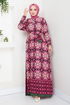 Flower Patterned Dress 2475HBS932-M Fuchsia - Thumbnail