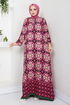 Flower Patterned Dress 2475HBS932-M Fuchsia - Thumbnail