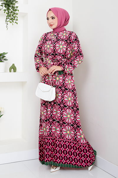 MRV H.B.S. - Flower Patterned Dress 2475HBS932-M Fuchsia