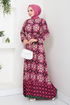 Flower Patterned Dress 2475HBS932-M Fuchsia - Thumbnail