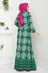 Flower Patterned Dress 2475HBS932-M Green - Thumbnail