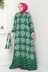 Flower Patterned Dress 2475HBS932-M Green - Thumbnail