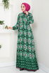 Flower Patterned Dress 2475HBS932-M Green - Thumbnail