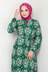 Flower Patterned Dress 2475HBS932-M Green - Thumbnail