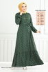 Flower Patterned Dress 4069ZNNN894-M Emerald - Thumbnail
