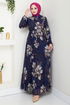 Flower Patterned Hijab Dress 5035ANT904-M Laci - Thumbnail