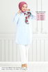 Flower Printed Tunic 405EVO1065-M Baby Blue - Thumbnail