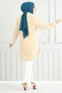 Flower Printed Tunic 405EVO1065-M Beige - Thumbnail