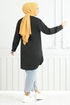 Flower Printed Tunic 405EVO1065-M Black - Thumbnail