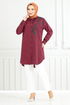 Flower Printed Tunic 405EVO1065-M Burgundy - Thumbnail