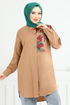 Flower Printed Tunic 405EVO1065-M Coffee - Thumbnail
