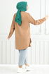 Flower Printed Tunic 405EVO1065-M Coffee - Thumbnail