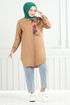 Flower Printed Tunic 405EVO1065-M Coffee - Thumbnail
