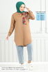 Flower Printed Tunic 405EVO1065-M Coffee - Thumbnail