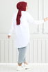 Flower Printed Tunic 405EVO1065-M Ecru - Thumbnail