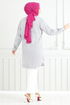 Flower Printed Tunic 405EVO1065-M Grey - Thumbnail