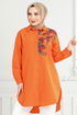 Flower Printed Tunic 405EVO1065-M Orange - Thumbnail