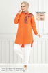 Flower Printed Tunic 405EVO1065-M Orange - Thumbnail