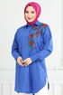 Flower Printed Tunic 405EVO1065-M Saks - Thumbnail