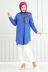Flower Printed Tunic 405EVO1065-M Saks - Thumbnail