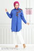 Flower Printed Tunic 405EVO1065-M Saks - Thumbnail