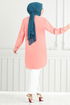 Flower Printed Tunic 405EVO1065-M Salmon - Thumbnail