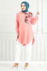 Flower Printed Tunic 405EVO1065-M Salmon - Thumbnail
