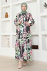 Flowery Dress ZNK4663 Anthracite - Thumbnail