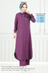 From The Front Buttoned Up Hijab Team 815OZR1047-M Purple - Thumbnail