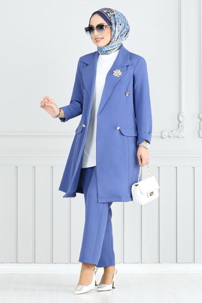 MRV S.L. - From The Front Buttoned Up Jacket Team 2626SL890-M Indigo